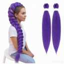 Long Purple Braiding Hair Pre Stretched 26Inch Synthetic DIY Braiding Hair Extensions For Braids 2 packs Purple Rumi Hair Extensions For Stage Party Halloween Costume Cosplay