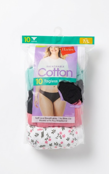 Hanes Womens Cotton Brief Underwear, Moisture- Pack Of 10