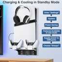 PS5/Slim/Pro Wall Mount Kit with Cooling Fan & Charging Station, PS5 Shelf Floating Mount for All PlayStation 5/Slim/Pro Disc & Digital Console, PS 5 Wall Bracket Behind TV, PS Five Pro Accessories