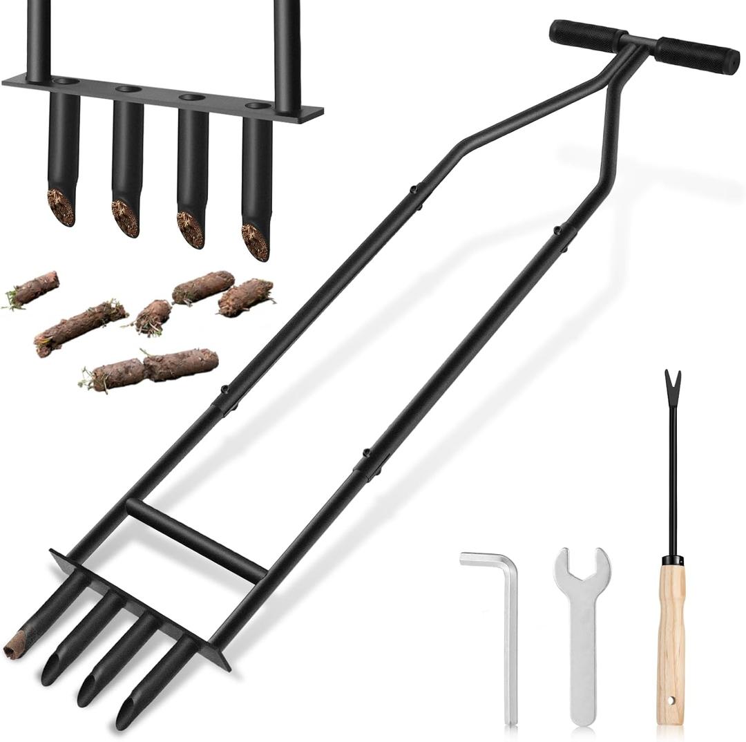 Manual Lawn Core Aerator Tool, Heavy Duty Carbon Steel Lawn Aerator, Ergonomic Labor-Saving Yard Garden Tool for Compacted Soil, Lawn Care Essentials