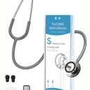 FriCARE Dual Head Stethoscope - Stethoscopes for Nurses, Medical Nursing Students, Paramedics/EMT/LVN/VNA Backup Estetoscopio, Haze Grey Tube, Stainless Steel Chestpiece