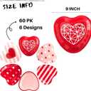 Winoo Design Valentines Plates - 60 PK - Heart Shaped Plates for Valentine's Day Decor