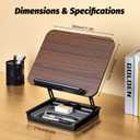 Adjustable Book Stand for Reading - Hands-Free Wooden Cookbook/Recipe Holder with Storage, Ideal Book Stand for Kitchen Counter, Desk & Book Lovers