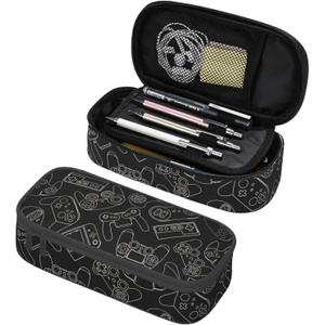 Video Game Controller Black Background Pencil Case Bag Pen Holder Pouch School Office Marker Desk Organizer Stationery Storage For Kids, Students