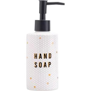 Sweet Water Decor Gold Tile Hand Soap Dispenser | Refill Hand Soap Dispenser | 8.5 oz Refillable White and Gold Honeycomb Design Tile Dispenser | Rustic, Modern, Farmhouse Gift
