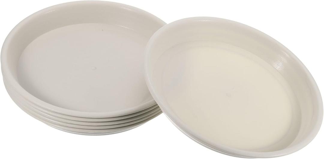 6 Pack Planter Saucers - Plastic Plant Tray Flowerpot Drip Trays Round Apply to Outdoor/Garden (12 Inch/ 30.5cm, Beige)