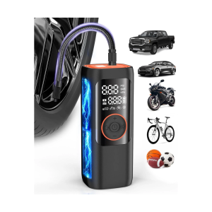 BDO 2025 Tire Inflator Portable Air Compressor, 150PSI Cordless Air Pump with LCD Display & Auto ShutOff, for Car, Motorcycle, Bike Tires & Sports Balls（Black）