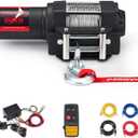 FieryRed ATV/UTV Winch- 12 V 3500LBS Electric Winch with Steel Cable, Wire and Wireless Remote Control, Roller Fairlead, IP67 Waterproof