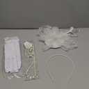 White Victoria Hat Set - Derby Fascinator 2026 Set for 1920s 50s Costume Party, Girls High Tea Pary Church Kentucky Hats with Pearl Necklace Earring Hand Fan and Lace Gloves Kit