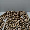 OYOANGLE Women's Leopard Print Short Sleeve Ruffle Long Dress Shirred Waist High Slit Flowy Cheetah Dresses Brown Large