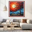 DMCVIVR Stamped Cross Stitch Kits for Beginners Adults Needlepoint Kits for Beginners Embroidery Kits for Adults Crossstitch Kit for Beginners 11CT-Moon Tree 18x18 inch (Artdesign12)