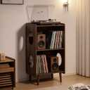 Record Player Stand, Turntable Stand with Vinyl Record Storage, 35"H x 19.1"W x 15.7"D