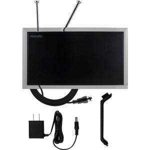 Philips Crystal Amplified Indoor TV Antenna, Extendable Dipole Rabbit Ears, 4K 1080P VHF UHF, Long Range, Amplifier Signal Booster, Digital HDTV Antenna, Smart TV Compatible, SDV3237N/27