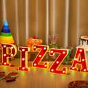 Pizza 6.3" Light up Letters Sign Party Decorations Battery Powered Marquee Lighted Sign LED Alphabet Letter Lights for Christmas Night Party Birthday Home Tabletop Decor Supplies Xmas Gift