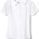 French Toast Peter Pan Collar Short Sleeve Blouse (Girls Standard & Plus Sizes), Blue, (White)