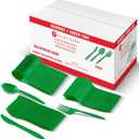 PLASTICPRO 1000 piece Cutlery Combo set of Green Plastic Forks, Spoons, and Knives Disposable Colored Cutlery Bulk Pack Variety Pack for Party Home Office