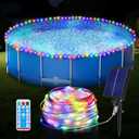 Sumapner 55ft Solar Pool Lights for Above Ground Pools, 150 LEDs Remote IP65 Waterproof Rope Lights, 8 Color Modes, Swimming Frame Pool Decor Accessories for Outdoor Outside Trampoline Camping