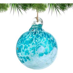 Hand Blown Glass Gazing Balls for Garden Hanging 2.3" Friendship Balls Christmas Ball Ornaments for Xmas Tree Decoration (Blue - B)