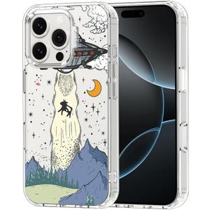 MOSNOVO Case for iPhone 16 Pro, [Buffertech 6.6ft Military-Grade Drop Protection] [Anti Peel Off Tech] Clear TPU Bumper Phone Case Cover Design - UFO
