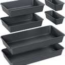 6 PCS Large Drawer Organizer, 3 Sizes Plastic Versatile Desk Drawer Organizer Trays, Kitchen Drawer Organization and Plastic Storage Bins for Makeup, Vanity, Kitchen, Utensils, Office, Bathroom