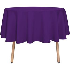 sancua Round Tablecloth - 48 Inch - Water Resistant Spill Proof Washable Polyester Table Cloth Decorative Fabric Table Cover for Dining Tables, Buffet Parties and Camping, Purple