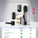 Veise VE012W-H WiFi Smart Front Door Lock Set, Built-in WiFi, App Remote & Voice Control, Fingerprint Keyless Entry Smart deadbolt with Handle, Backlit Keypad, Auto Lock, IP55 Waterproof, Matte Black