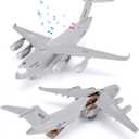 Air Force Diecast Plane Toy with Lights & Sounds Pull Back, Grey Metal Military Model Airplane, Army Aircraft Fighter Toy, Play Vehicle for Kids Boys Toddlers Ages 3+