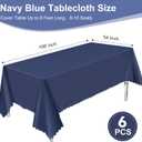 6 Pack Plastic Navy Blue Tablecloth, 54 X 108 Inch Graduation Scalloped Table Cloth for Rectangle Table Disposable Spring Tablecloth for BBQ Picnic Birthday Dinner Holiday Graduation Celebration Party