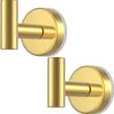 Suction Cup Hooks for Shower, Stainless Steel Shower Hooks for Hanging Towels, Robes, Bath Balls, Towel Hooks for Bathroom Wall, Glass Door, Kitchen, Mirror, Tile (2 PackGold)