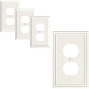 4-Pack Duplex Outlet Cover, Durable Solid Zinc Alloy Decorative Switch Plates and Outlet Covers, Light Almond Wall Plates for Electrical Outlets, 1 Gang Receptacle Cover, Corrosion Resistant