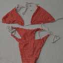 Women's 2 Piece Y2K Gingham Print Bow Front Bikini Halter Tie Bikini Set Triangle Set Beachwear Swimsuit Bathing Suit LARGE