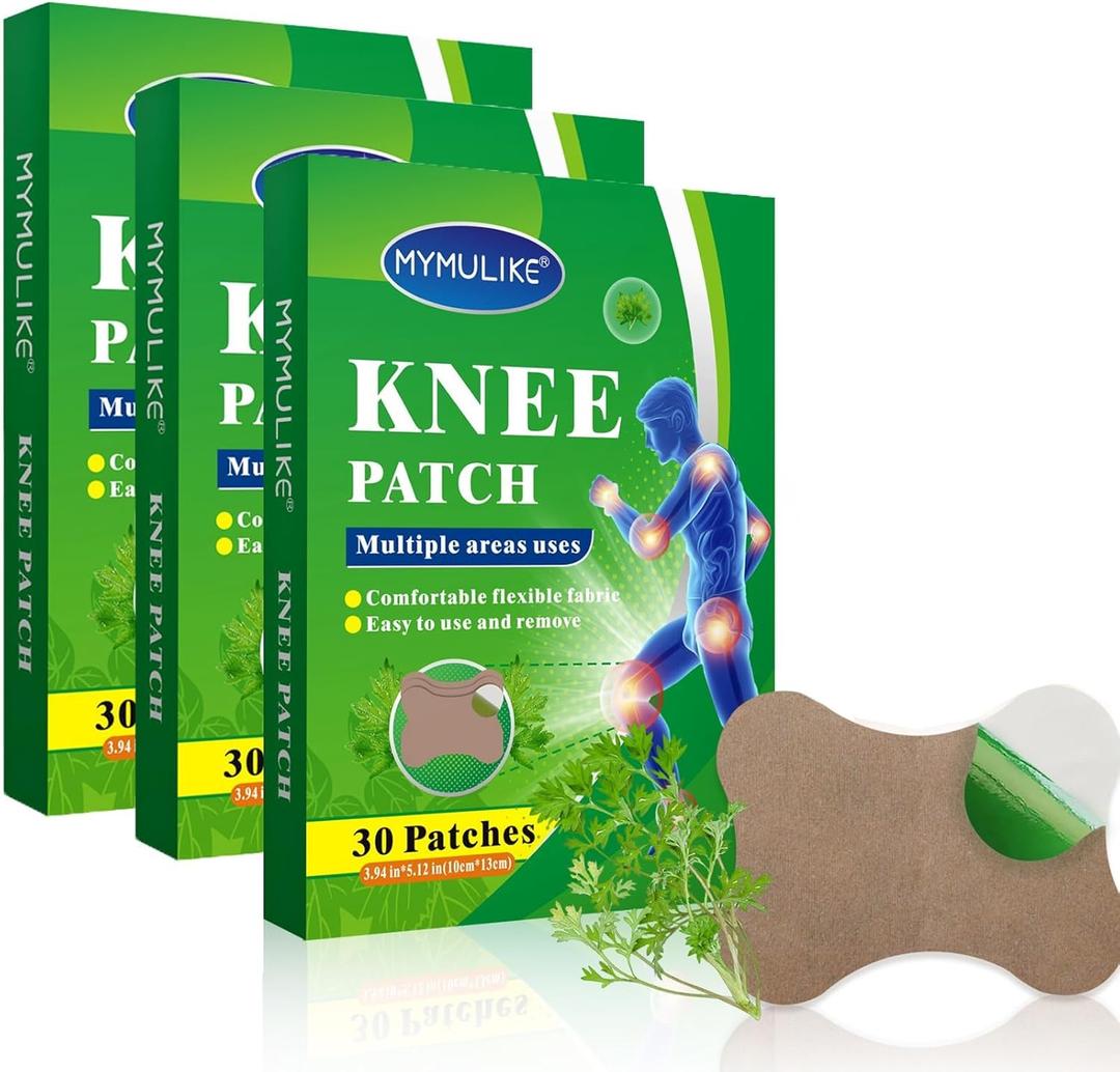 MYMULIKE Knee Patches, 90 Count Warming Herbal Plaster Patches, Long Lasting & Fast Acting Patches for Knee, Shoulder, Back, Neck, Waist