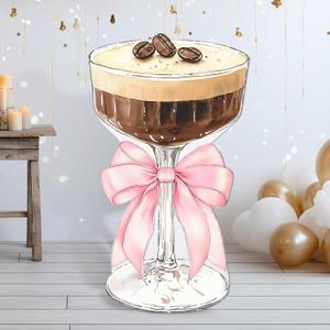 4ft Espresso Martini Birthday Decorations Pink A Tini Bit Older Party Backdrop Birthday Party Cardboard Cutouts Decor for Women Bar Wedding Bachelorette Bridal Shower Supplies