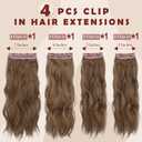 FESHFEN Clip in Hair Extensions for Women - 4 Pcs Thick Double Weft Long Wavy Soft Synthetic Blends Well Hair Extension, 20 inch Toffee Mixed