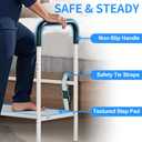 Bed Step Stool for Adults, Bedside Steps for Elderly Seniors with Non-Slip Handle & LED Light, Stable Assist Rail for High Beds, Standard
