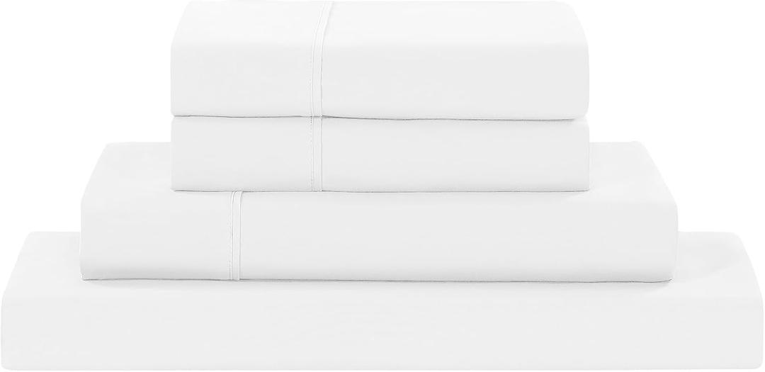 Modern Threads Soft Microfiber Solid Sheets - Luxurious Microfiber Bed Sheets - Includes Flat Sheet, Fitted Sheet with Deep Pockets, & Pillowcases White, Twin