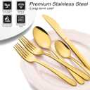 Pleafind 72Pcs Gold Silverware Set for 12 - Dishwasher Safe, Flatware Set with Steak Knives, Stainless Steel Cutlery Set, Include Forks Spoons and Knives Set, Utensil Sets for Home Restaurant