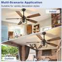 Depuley 52-Inch Ceiling Fans with Lights: Caged Ceiling Fans Dual Finish 5 Blades - Rustic Ceiling Fan with Remote Control for Farmhouse Living Room Outdoor Porch Noiseless (Black Walnut)