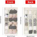 Closet Hanging Organizer with Mesh Pockets & Rotating Metal Hanger,Dual Sided Wall Shelf Wardrobe Storage Bags,Oxford Cloth Space Saver Bag for Bra Underwear Underpants Socks (white)
