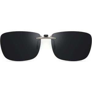 Polarized Clip On Sunglasses Over Prescription Glasses Men Women Compact Fit Non-Flip Up (Black Super Dark Category 4 Lens for Sensitive Eyes)