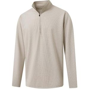 M MAELREG Quarter Zip Pullover Men Mock Neck Long Sleeve Performance Golf Athletic Pullover Half Zip Mens Sweatshirt Khaki, 2XL