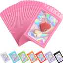 ANZNKU 100 Pieces Smell Proof Mylar Bags, Holographic Resealable Zip Goodie Bags with Clear Window for Packaging & Food Storage, Gift Bag for Easter Candy Jewelry Lash Lipgloss(Pink, 4.3 x 7.5 Inch)