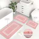 Pink Bathroom Rugs 18x24, Non Slip Washable Bath Mats,Super Soft Microfiber Bathroom Mats, Plush Fluffy Absorbent Bath Rugs for Sink Tub Basin Shower Floor