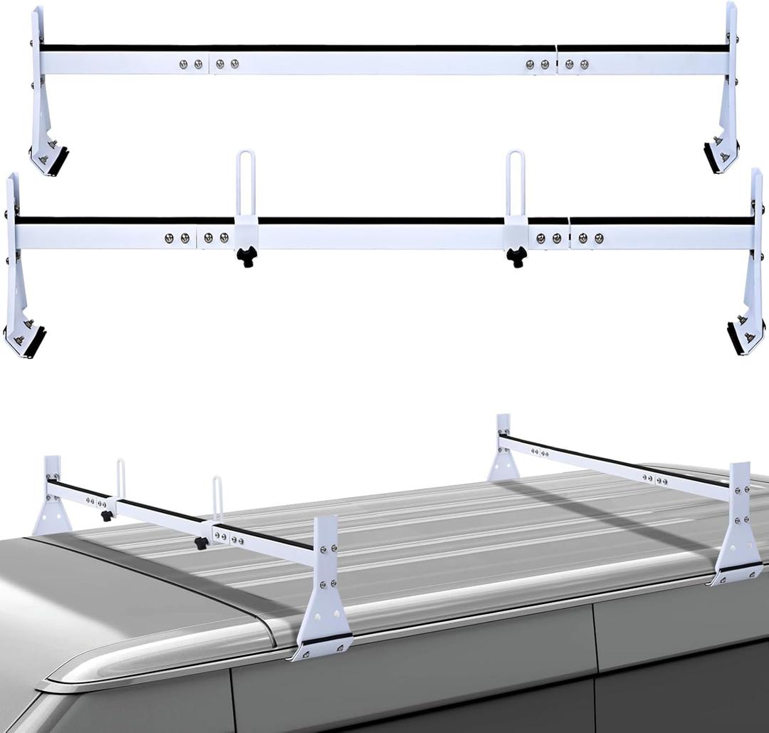 Van Ladder Roof Racks, Adjustable Length 57-63,Upgraded Anti Collapse 5-Section 2 Bars, Suitable for Vans with Rain Gutter only,700LB Load-Capacity