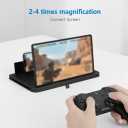 Screen Magnifier for Cell Phone with Adjustable Stand, Foldable Phone Screen Magnifier for Movies & Videos, Hands-Free Viewing, Compatible with All Smartphones (Black, 10'')