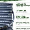 3/8" 4800PSI Pressure Washer Hose 50FT with Swivel Quick Connect for Cold/Hot Water Max 248°F, Kink Resistant Steel Wire Braided, Wear Resistant Power Washer Hose with M22 14mm Adapter