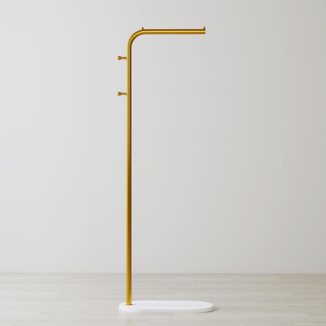 Freestanding Clothing Rack with Marble Base,Modern Garment Rack for Small Spaces,Sturdy Metal Coat Rack with Hooks,Clothes Rack for Hanging Clothes in Bedroom,Closet,Entryway (gold) 14.5"D x 22.83"W x 67"H