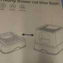 RIZZARI Stainless Steel Cat Box: Large Gray Enclosed Design Litter Pan - High-Edged & Teflon Coating - for Superior Odor Control & Easy-Clean Drawer - Ideal for Multi-Cat Homes Garage