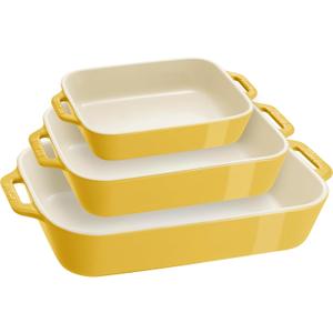 STAUB Ceramic 3-pc Rectangular Baking Dish Set - Citron