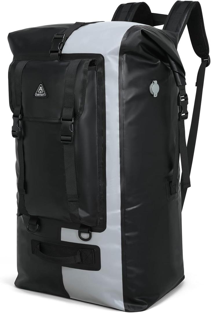 Haimont Large Waterproof Roll Top Dry Backpack 100L, Black/Grey